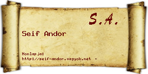 Seif Andor névjegykártya